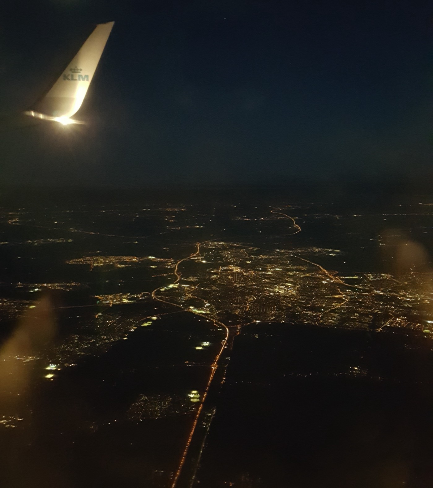 Berlin at night from the plane window